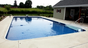 Blue Vinyl Liner, Blue Pool Water, Inground Swimming Pool