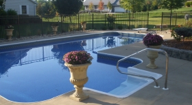 Inground Pool with Dive, Inground Pool Fencing, Blue Pool Water