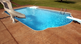 Inground with Roman End, Pool with Roman End, Inground with Side Step, Pool Slide and Diving Board